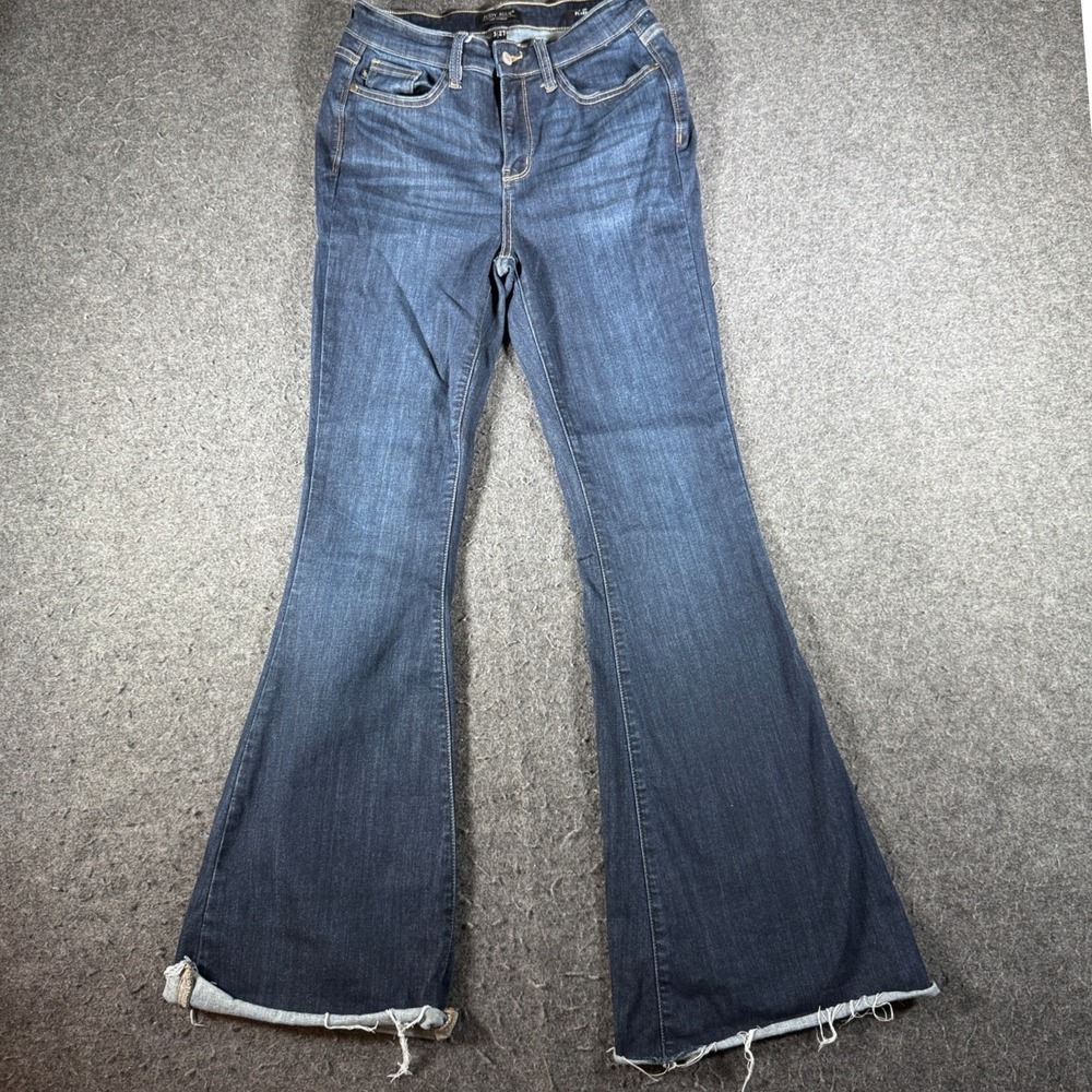 Judy Blue Flare Jeans Dark Wash High Rise Raw Hem Denim JB82343DK Womens 5/27
